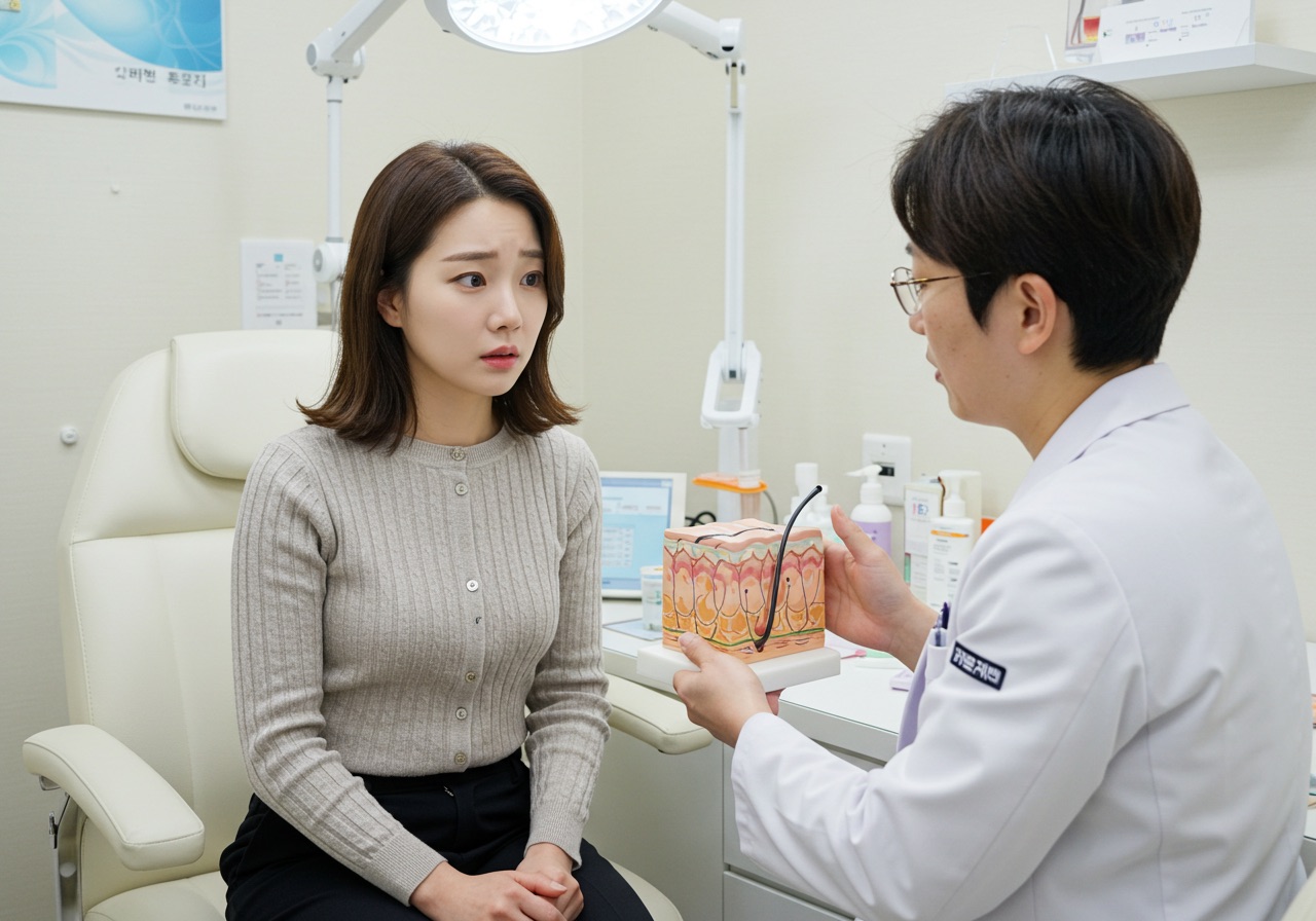 피부과에서 상담받는 여자