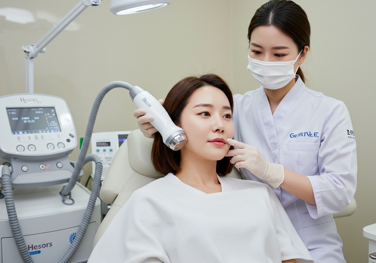 고주파 시술을 받는 여자